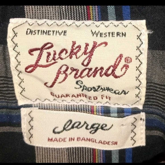 Lucky Brand Men's Western Pearl Snap Long Sleeve Plaid Shirt -  Size Large - Picture 3 of 5